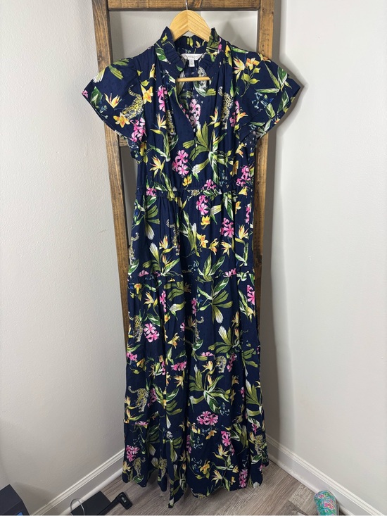 crown & ivy Dresses & Skirts - Crown and Ivy Navy Floral Maxi Dress with Tropical Print Size S